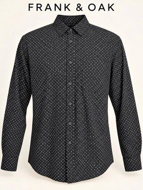 Frank & Oak Men's Polka Dot Button Down in Black & White